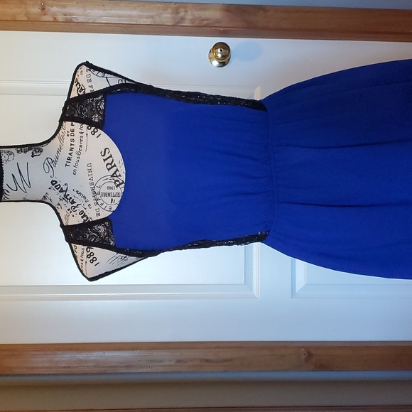 Soprano Hi Low Blue and Black Dress, Medium - Picture 2 of 11